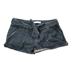 Old Navy Women's Denim Shorts Size 6 Belted High Rise Dark Wash